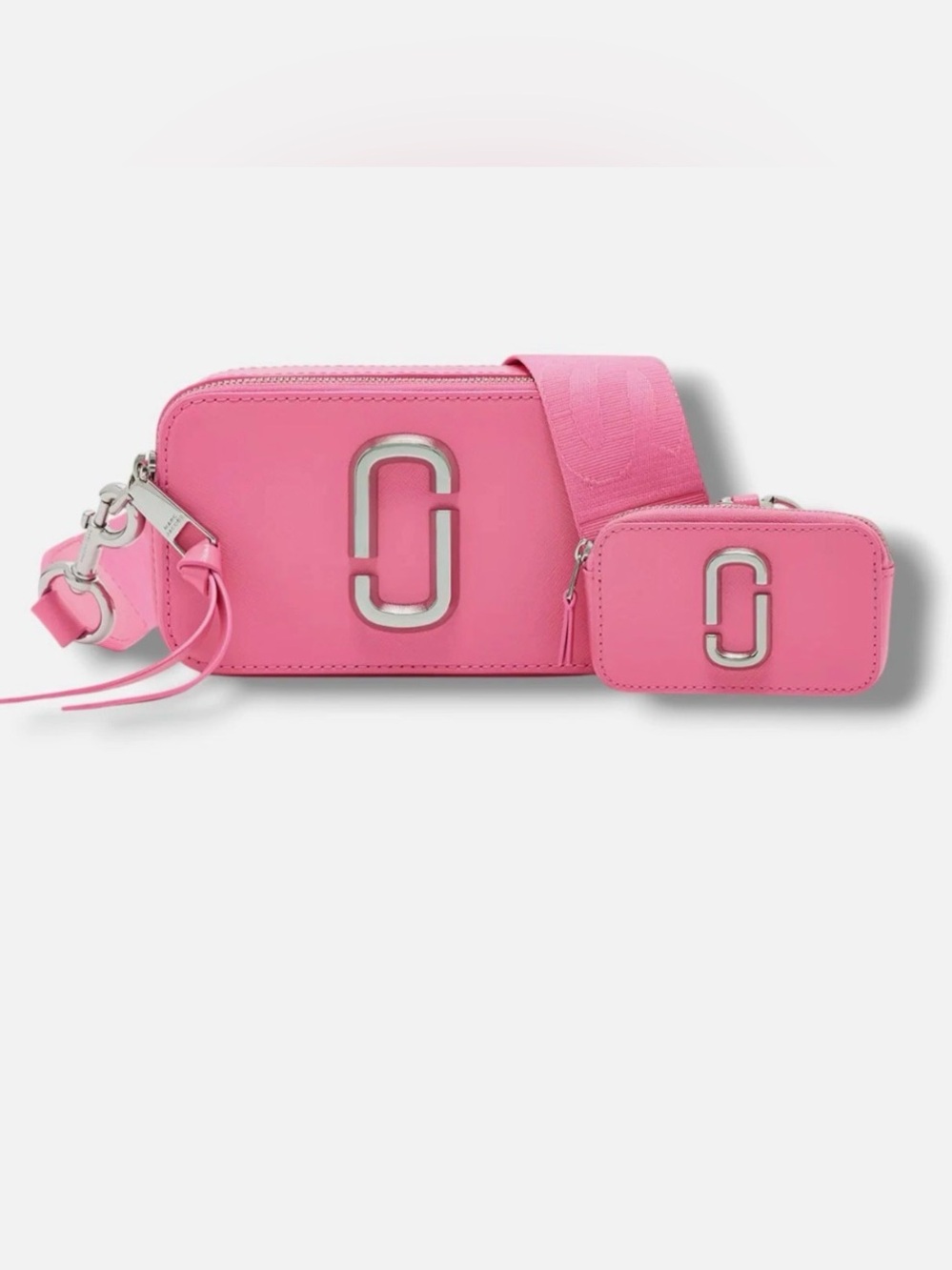 Marc Jacobs Pink Leather Crossbody Camera Bag with Mini Pouch
